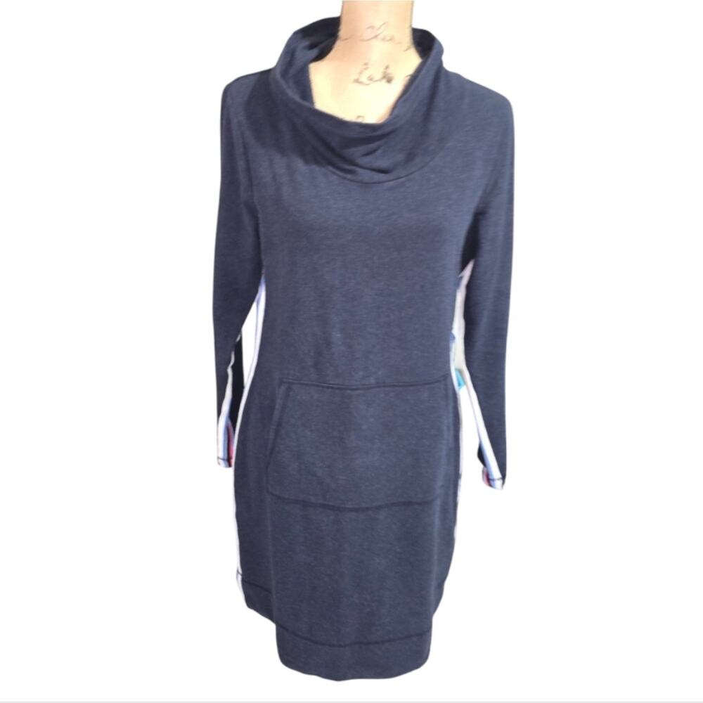 Talbots Cowl Neck Sweatshirt Dress Pocket Casual Mini Multicolor Athleisure